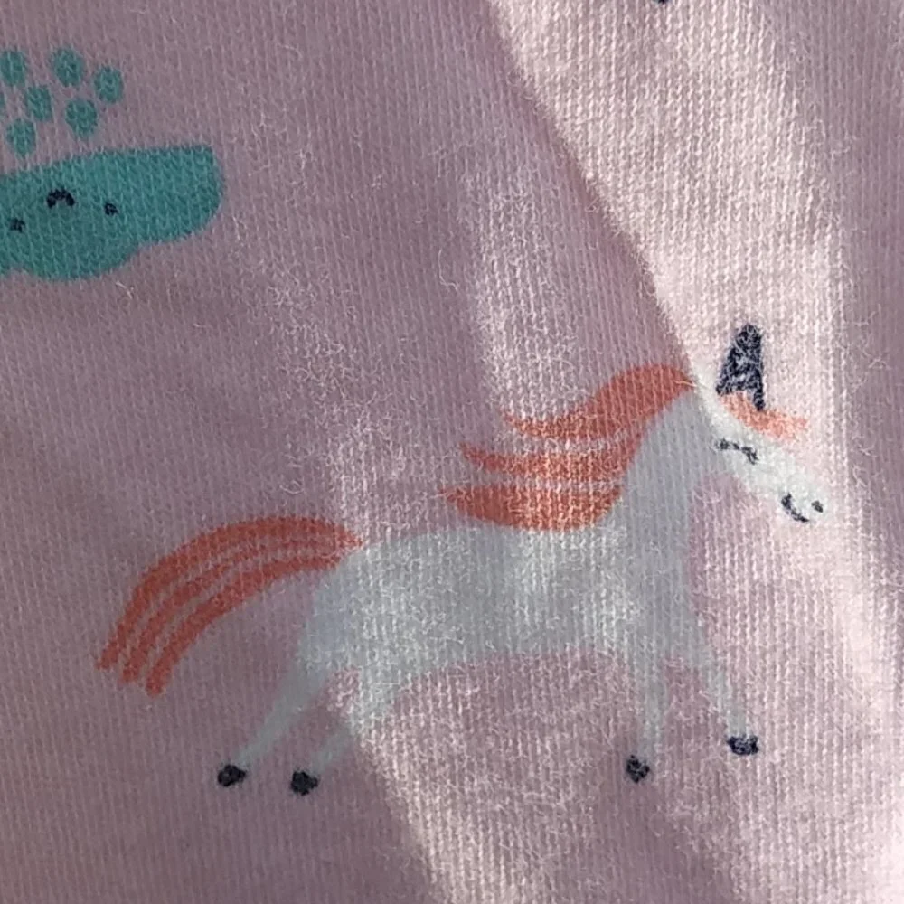 Girl's Pink Unicorn Clouds Rainbow Snap One Piece - 6M